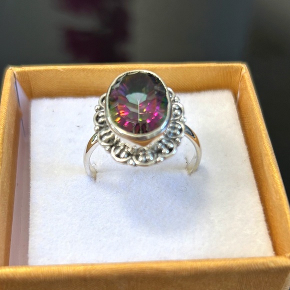 Rainbow Mystic Topaz Sterling Silver Ring Size 9 New In Box! - Picture 4 of 14